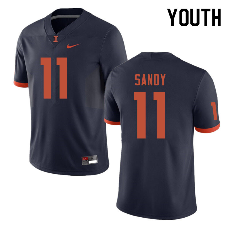 Youth #11 Carlos Sandy Illinois Fighting Illini College Football Jerseys Sale-Navy